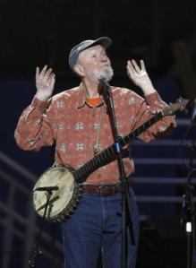 On the road with Pete and his banjo.