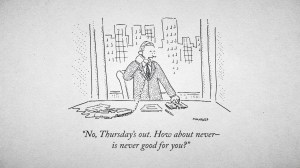 A Bob Mankoff New Yorker cartoon. Photo: Kristen Johnson. Courtesy HBO.