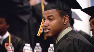 Krishaun Branch celebrates on his Urban Prep High School graduation day. Photo courtesy Tod Lending.