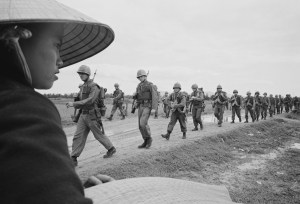 U.S. Marines marching in Danang, Vietnam, March 15, 1965. Photo courtesy Associated Press.