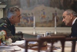 General William Westmoreland and President Lyndon B. Johnson, April 4, 1968. Photo courtesy Lyndon B. Johnson Presidential Library, Audiovisual Archives.
