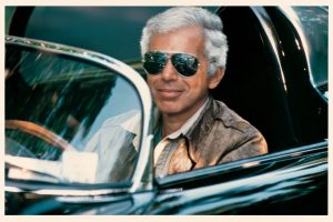 Man-about-town Ralph Lauren enjoying life in his fifties in one of his classic cars. Photo: Les Goldberg, courtesy HBO.