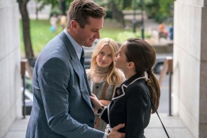 ON THE BASIS OF SEX dramatizes the loving family that supported Ruth Bader Ginsburg's progressive career. From left: Armie Hammer (Marty Ginsburg), Cailee Spaeny (daughter Jane Ginsburg), Felicity Jones (Ruth Bader Ginsburg). Photo: Jonathan Wenk/Focus Features.