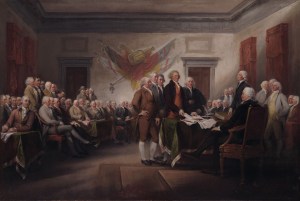 The Continental Congress adopting The Declaration of Independence, July 4, 1776. Painting by John Trumbull, circa 1818. Photo courtesy Yale University Art Gallery.